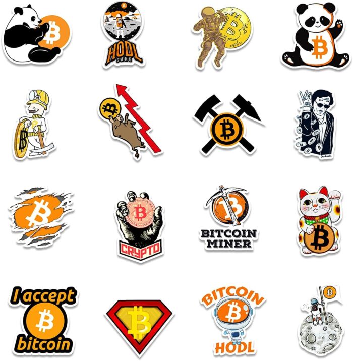 Bitcoin Crypto Stickers for Water Bottles Laptop, 50PCS Funny Digital Currency Decals. - Image 5