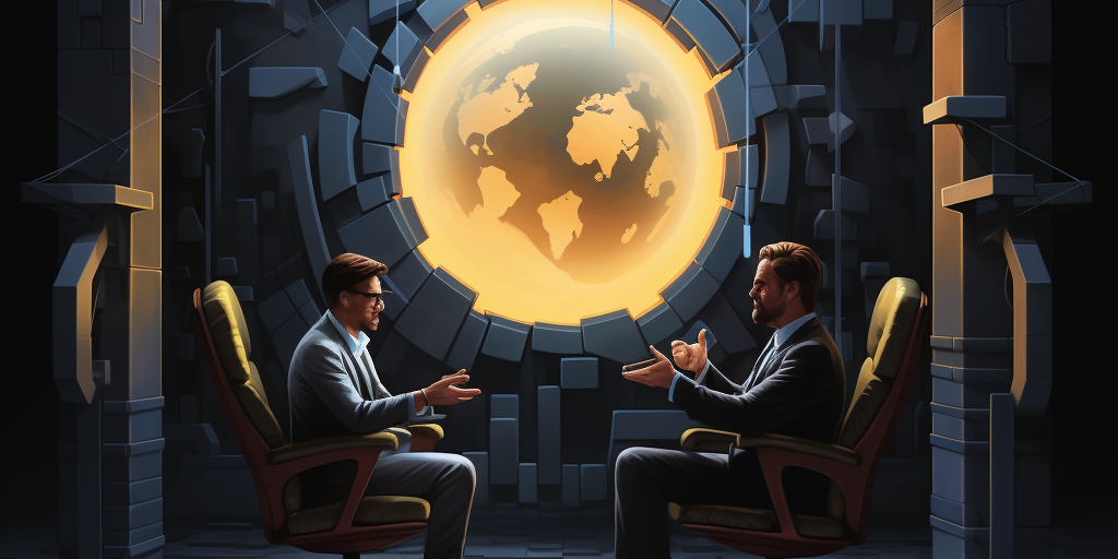 A creative artwork featuring John Deaton and Moon Lambo engaging in a discussion about XRP’s performance. A creative artwork featuring John Deaton and Moon Lambo engaging in a discussion about XRP's performance.